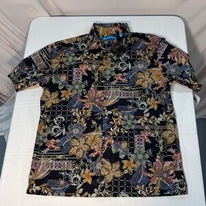 NWT Tori Richard Black Multicolor Floral Men's Shirt